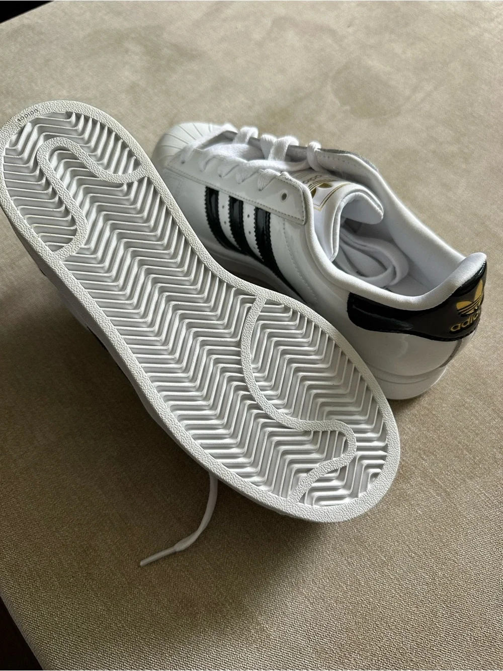 Adidas Superstar II Women’s Sneakers in White with Black and Gold